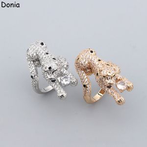 Donia Jewelry Luxury Ring Palace Leopard Head Titanium Inclaid Zircon