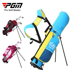 Väskor PGM Children Golf Bag pojkar Girls Bracket Gun Bag Portable Double Shoulder Strap Ryggsäck kan hålla 57 klubbar QB052