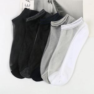 Meias masculinas dong ai de verão masculino fino de cor mole de alta elástica elástica resistente ao desgaste de sockings frios tornozelo