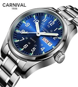 Carnaval T25 Tritium luminous Watch Men Sport Diver Mens Watches Top Brand Luxo Suíça Quartz Militar Wristwatch Relógio T209518824