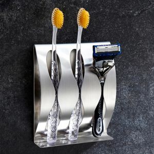 Heads Three/Two Holes Wall Mount Toothbrush and Razor Holder SelfAdhesive Stainless Steel Bathroom Cabinet Organizer Accessories