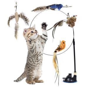 Oyuncak simülasyon kuş şekli interaktif komik kedi çubuk vantuz ile oyuncak tüy kuş yavru kedi oyun kovalamaca egzersiz kedi oyuncak malzemeleri
