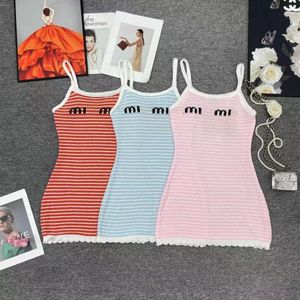 Designer Womens Casual Dress Sleeveless Tops Embroidery Knits Tees Summer Spring Outwears for Lady Slim Dresses Basic Classic Shi s