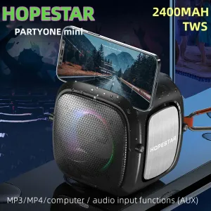 Altoparlanti Hopestar Partyone Mini Wireless Bluetooth Speaker Outdoor Portable Waterproof Subwoofer Bass pesante con FM Radio TF LED LED
