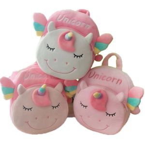 Borse uno zaino per peluche Unicorn per una borsa di scuola per bambini dolce per bambini rosa con zaino per animali da cartone animato con cerniera per il regalo di kawaii