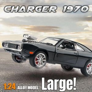 Auto Fast Furious 7 Dodge Charger R/T 1/24 Diecast Miniatura Modello di auto per auto Modello di raccolta di luci del suono Regalo per Boy Kid