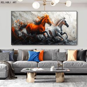 Abstract Texture Running Horses On Canvas,Animal Poster,Modern Painting Home Decoration Cuadros Wall Art Picture Unframed