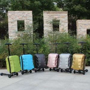 Carry-Ons New Travel Skateboard suitcase,scooter trolley case,children's student carry on luggage with wheels Lazy rolling luggage box