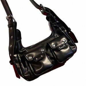 Haex Fi Women's Bag 2023 Trend High Street Moto Style Underarm Counter Counter Fears Femme Proselity Punk Punk Bolso Mujer A6xB#