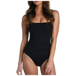 Momento de banho feminina Sexy Ruched Bathing Suche Scoop Deck Spaghetti Swimsuits Mulheres Bayan 2024