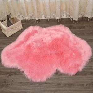 Mattor Muzzi Luxury Flower Cloud Form Sheepskin Mattan Stol Cover Bedroom Mat Faux Leather Warm Hairy Carpet Fur Area Rugs