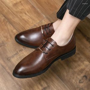 Casual Shoes Herr Dress Oxfords Business Office Pointed Black Brown Lace-Up Men's Formal Wedding Luxury British Gents