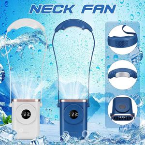 Portable Air Coolers Mini portable neck fan with cooling radio fan rechargeable USB fan air conditioning Y240422