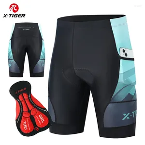 Motorcykelkläder X-Tiger Cycling Shorts Lake Green Printed Bike Tights 5D Gel Padded Pro Bicycle Breattable Man With Pocket