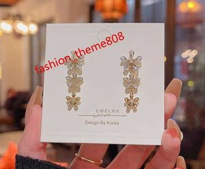 S925 Silver Needle Forest Series Long Style Tassel Flower Earrings for Womens Light Luxury Unique and Exquisite Zircon Bow Ear