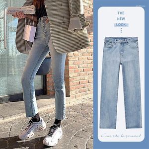 Women's Jeans Straight Women High Waist 2024 Autumn Light Blue Denim Pants Clothing For Pantalon Vintage Mujer