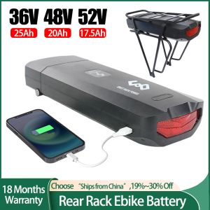 Luci Bicycle elettrica 48V 20Ah 52 V Batteria Ebike Rack Rack Battery Pack 36V 25Ah per eBike con Porta Porta USB Porta USB E Caricatore per biciclette