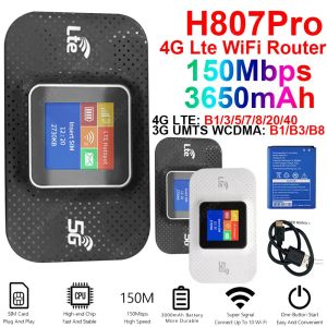 Yönlendiriciler 4G LTE Yönlendirici Kablosuz Wifi Yönlendirici Kilidi Modem Mini Hotspot 150Mbps Pocket Mifi SIM KART YÜKSEK TEKRAR 3650MAH H807PRO/H807