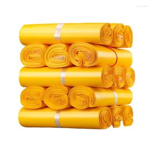 Sacos de armazenamento 50pcs Eco-friendly Yellow Mailer Mailing Postal Postal Postal Imperpermey Clothing Express Courier Bag Logistics