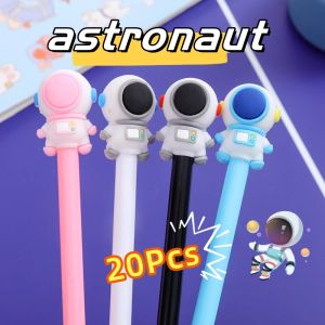 Pennor 20st/Lot Creative Astronaut 3D Gel Pen 0,5 mm svart bläck Neturala pennor för att skriva söt tecknad penna skolkontor.