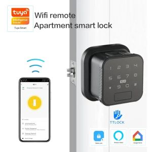 Control Tuya WIFI Electronic Fingerprint Lock TTlock Smart Door Lock Fingerprint Password IC Card NFC Key APP Remote Unlock Smart Locks