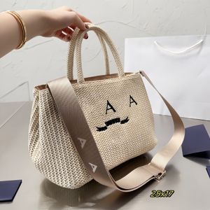 Strohbag Designer Luxus 8A Häkelgurt Tasche Handtaschen Strandtaschen Frauen große Kapazität Totes Top Arbeit