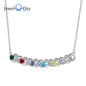 Necklaces JewelOra Personalized Infinity Pendant with 27 Birthstones Customized Engraved Name Necklaces for Women Christmas Family Gift