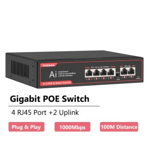 Ienron Gigabit Poe Switch 6ポートイーサネットスイッチ100/1000MbpsスマートネットワークスイッチVLANインターネットRJ45ハブWiFiルーター用