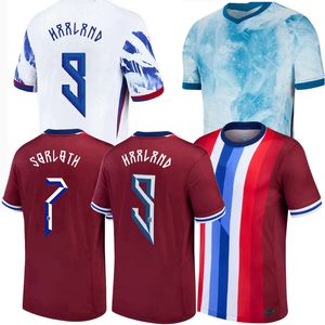 Wersja fanów gracza Norwaies 2024 2025 Jersey Norse Haaland Haaland Odegaard Strand Larsen Sorloth Berg Bobb 21 22 24 25 National Football Men Men Shirt