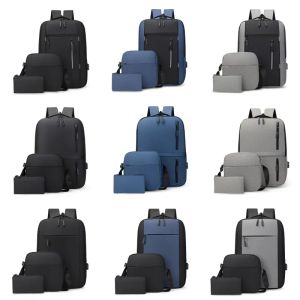 Bags Men's Business Backpack Threepiece Set Waterproof Multifunction Laptop Bag with USB Charging Crossbody Bag Various Options