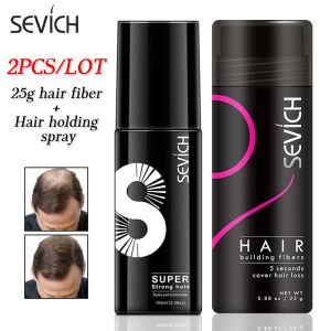 Shampoconditioner Sevich 2pcs/lot Hair Fiberセット25gヘアビルディングファイバー +ヘアホールドスプレーケラチンパウダーヘアルーロートリートメントインスタント