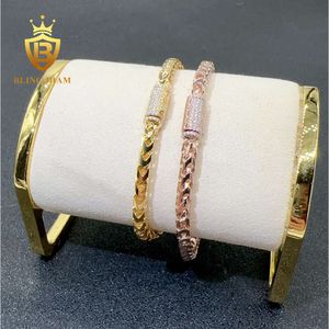 4mm 925 Sterling Silver Twist Rope Design Vvs Moissanite Iced Out Hip Hop Cuban Link Bracelet