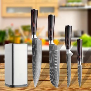 Knivar Kökskniv Set Japanese Cooking Knives Set Chef Knife Sharp High Carbon Rostfritt stål för professionell kök Knife Holder