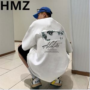 HMZ Summer Oversized Men T-Shirt 100% Cotton Loose Printed Tee Casual Men Fashion Tshirt Classic Comics Tops Casual Street Tees 240420