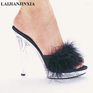 Slippers LAIJIANJINXIA Super Professional Pole Dancing Shoes Fashion Sexy 13CM High-heeled White Crystal