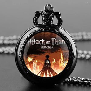 Pocket Watches Vintage Watch Anime Attack On Titan Quartz FOB Chain Clock Pendant Necklace For Men Women Gift