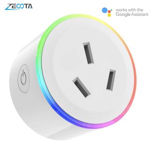 Заглушки Wi -Fi Smart Power Pult Adapter красочный светодиодный свет Mini Homekit Socket 10a Voice Control Работает с Alexa Google Home Tuya приложением