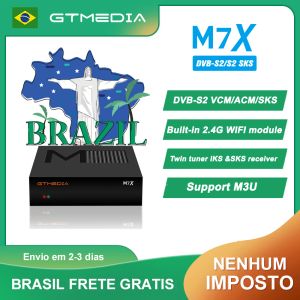 Odbiorniki GTMedia M7x Odbiornik satelitarny DVBS2 VCM/ACM/M3U Wbudowany 2.4G Wifi Twin Tuner LKS SKS 70W Brasil Brasil SKS Free for Life
