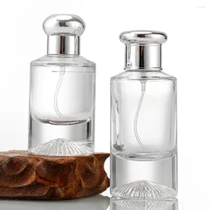 Storage Bottles Clear Glass Perfume Bottle Refillable Atomizer Press Type Liquid Sprayer Fragrance Sub-bottling