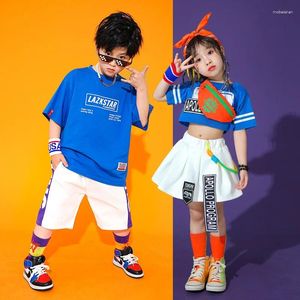 Clothing Sets Kids Hip Hop Tshirt Tops Street Wear Skirt Shorts For Girl Boys Jazz Dance Costume Dancing Cheerleader Rave Outfits