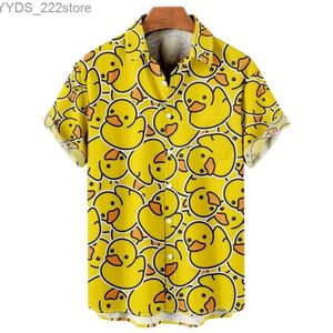 Men's Casual Shirts Duck 3D printed shirt mens fashionable Haian shirt short sleeved casual beach shirt mens single chest shirt yq240422