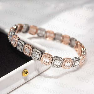 Coutom Hip Hop Jewelry 10K Gold /S925 Silver Iced Out Clustered Baguette Cut VVS Moissanite Diamond Chain Tennis Armband