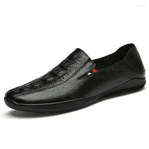 Sıradan Ayakkabılar Erkekler Loafers Tekdüze Elbise Sürüş Penny Loafer Flats İnek Orijinal Deri Düşük Top Kayma Erkek eğlence Busines