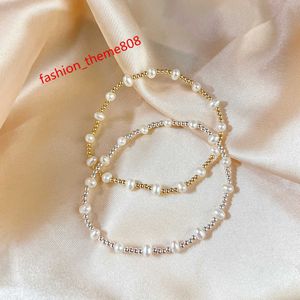 Bracciale perle in oro in oro fine 14k con braccialetto di perle d'acqua dolce S925 Sterling Silver for Women Girls che produce gioielli permanenti