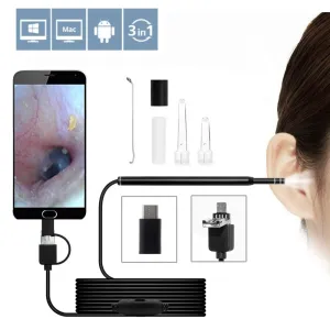 Kameror USB 3in1 Digital LED Otoscope Ear Scope Camera 5,5 mm diameter Visuellt öronendoskop Earwax Cleaning Tool för Android/Windows