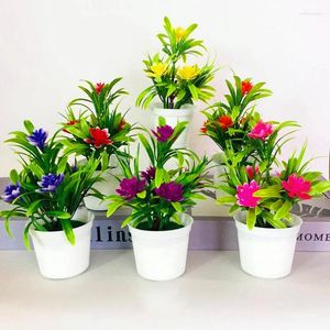 Dekorativa blommor Yomdid Artificial Potted Simulation Fake Lotus Yellow Red Orange Pink Purple Plants Flower Home Table Decoration Room