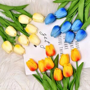 Decorative Flowers 10Piece Pu Tulip Fake Flower Nordic Style Home El Wedding Shooting Props Feel Artificial