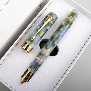 Pennor Ny färg Jinhao 100 Fountain Pen with Arrow Clip 18kgp Golden Plated M nib 0,7 mm harts Ink Pen Business Office Present PENT PEN