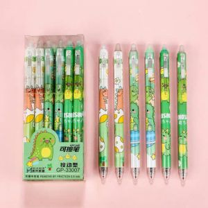 Pennor 36 datorer/Lot Cartoon Dinosaur Erasable Press Gel Pen Söt 0,5 mm Neutral PENS STAIRERY Presentkontorskolan Supply Wholesale