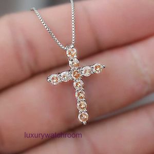 Luxury Tiffenny Designer Brand Pendant Necklaces New Water Blue Zircon Cross Necklace Box Chain Lock Bone Womens Style Fashion